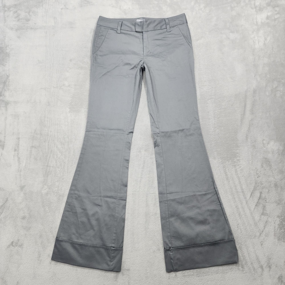 Vintage Rave Pants Juniors 9 Gray Twill Low Rise Flare Leg Stretch Chino Casual